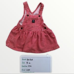 red striped overalls - oshkosh size 18 month.  EUC